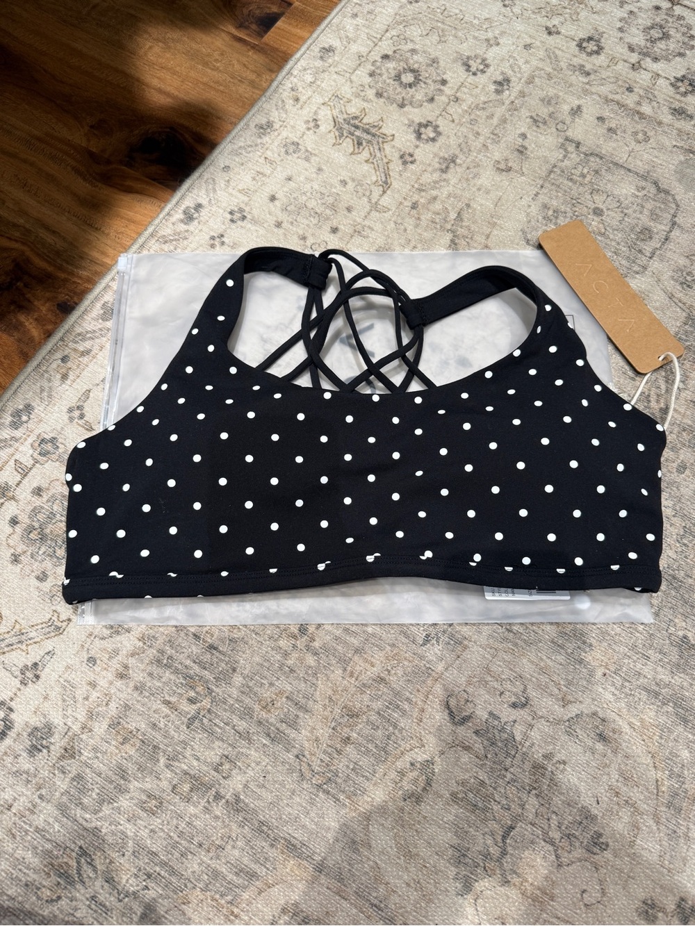 ACTA Polka Dot Crisscross Sports Bra - Black/White